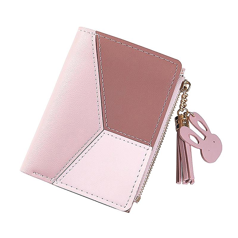 

1 шт., геометрический женский симпатичный кошелек, карманный кошелек, держатель для карт, лоскутный кошелек, женский короткий кошелек, сумка для денег розовый