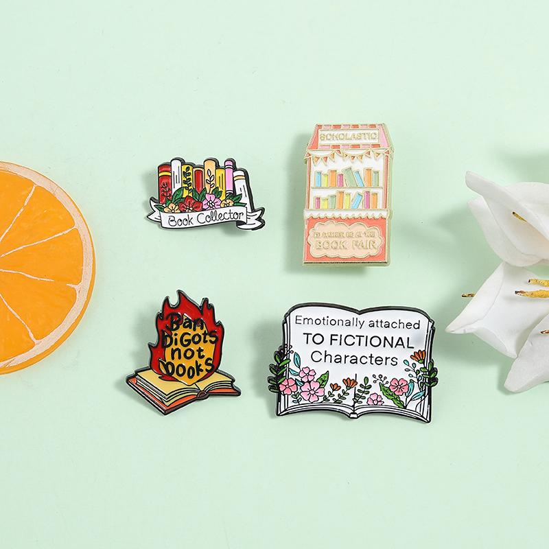 Bookworm Collection Enamel Pins Magic Fantasy Book Romantic Reader Lets Read Banned Books Brooches Lapel Badge Jewelry Gifts