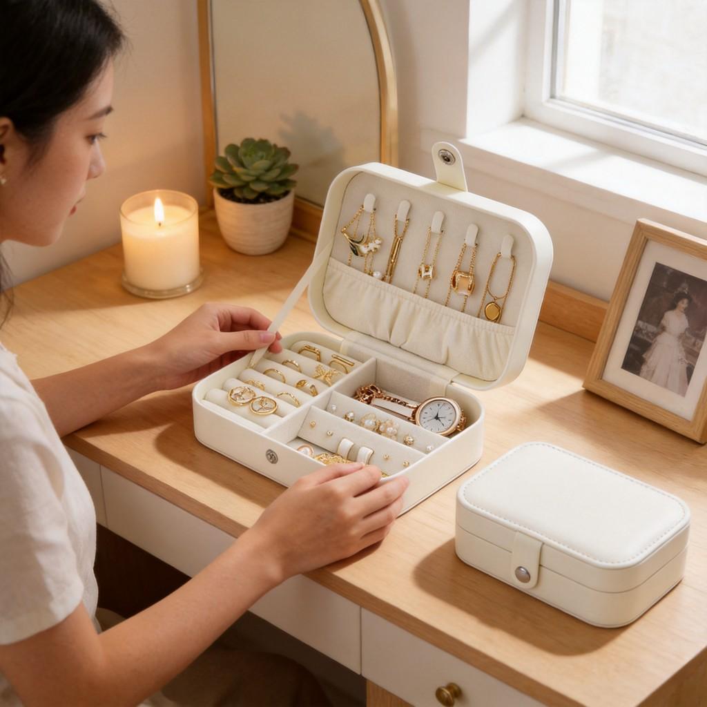 Luxury Leather Jewelry Box With Large Capacity For Rings Earrings Necklaces Storage Gift For Women