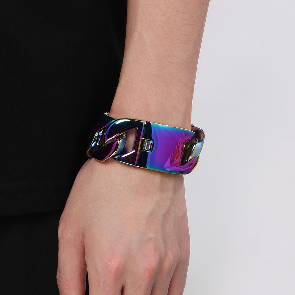 Schwere Klobige 31MM Breite Panzerkette Kubanische Gliederkette Herrenarmband Für Männer Schmuck Massiv Matt Edelstahl Herrenarmbänder 5 Farben