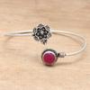 Brățări tip manșetă cu pietre prețioase rubin, lucrate manual, reglabile, 18 cm
