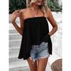 Damen Unifarben Trägerlos Schulterfrei Fließend Schwingend Schlauchoberteil Lässig Sommerurlaub Camisole