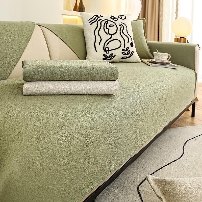 Solid Color Chenille Sofa Cushion Four Seasons General Non-slip Cushion Simple Fashion Cover Towel.