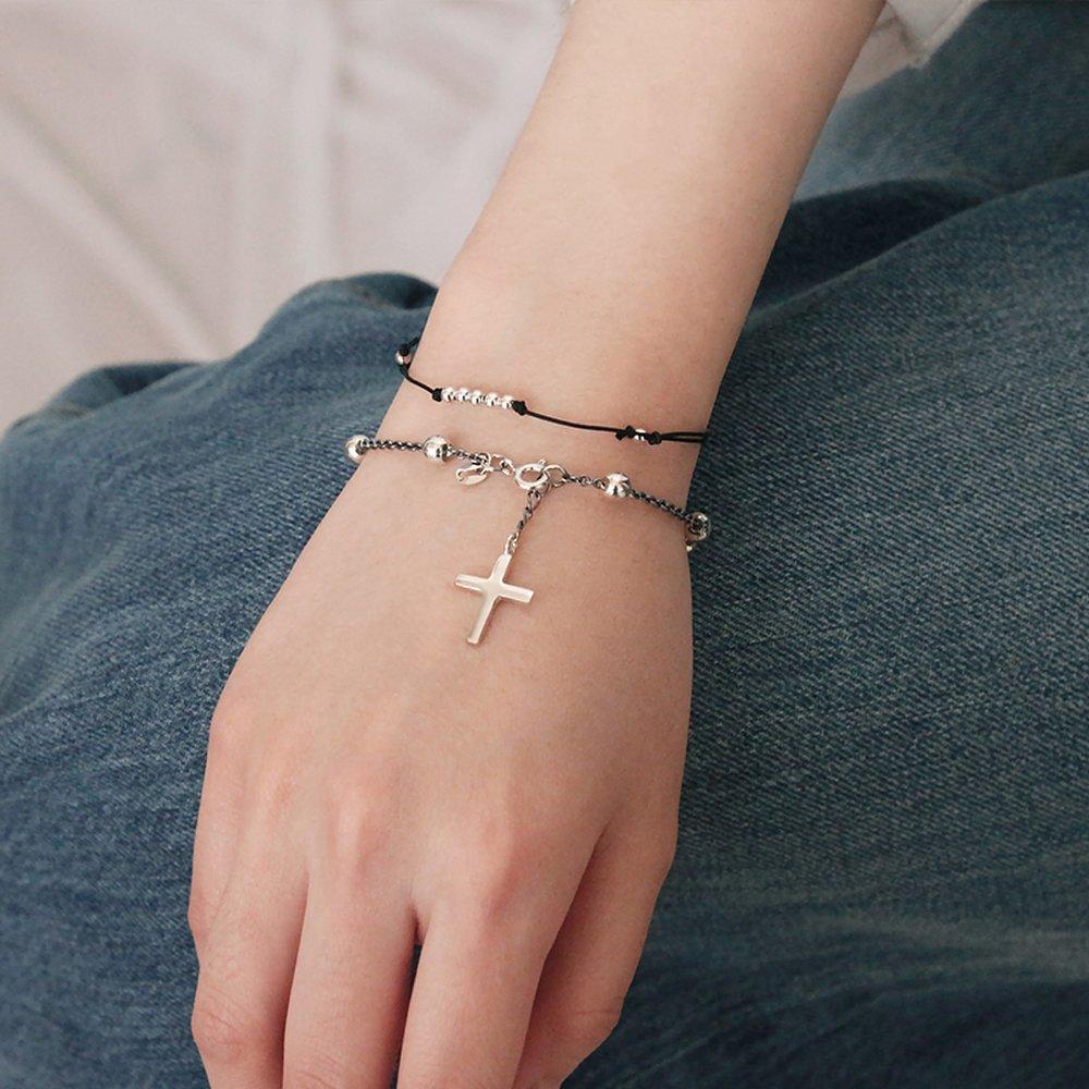 J.Lauren 02B0897 Daily Silk Cord Silver Ball Bracelet