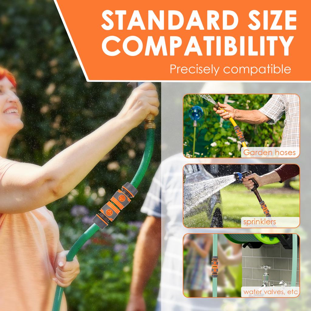 18-teiliges Schlauchverbinder-Set 1/2 Zoll Schlauchkupplungsset Doppelstecker Gartenschlauchverlängerung Zweiwegekupplung Verbindungsteil für Garten