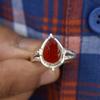 Carnelian Pear Gemstone Solid 925 Sterling Silver Ring, Handmade Designer Ring, Boho Ring, Gift For Her, Christmas Jewelry