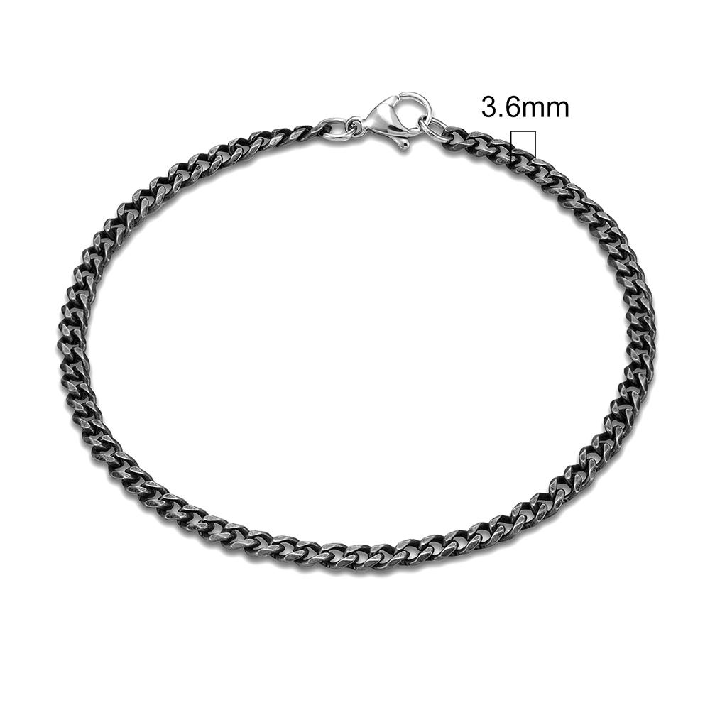 Punk Vintage Oxidized Black 3-11mm Stainless Steel Dainty Curb Cuban Link Chain Bracelets for Women Stacking Jewelry