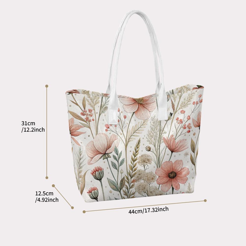 Floral Tote Bag Fashion Casual Handbag for Daily Use Lightweight Travel Shoulder Bag for Ladies