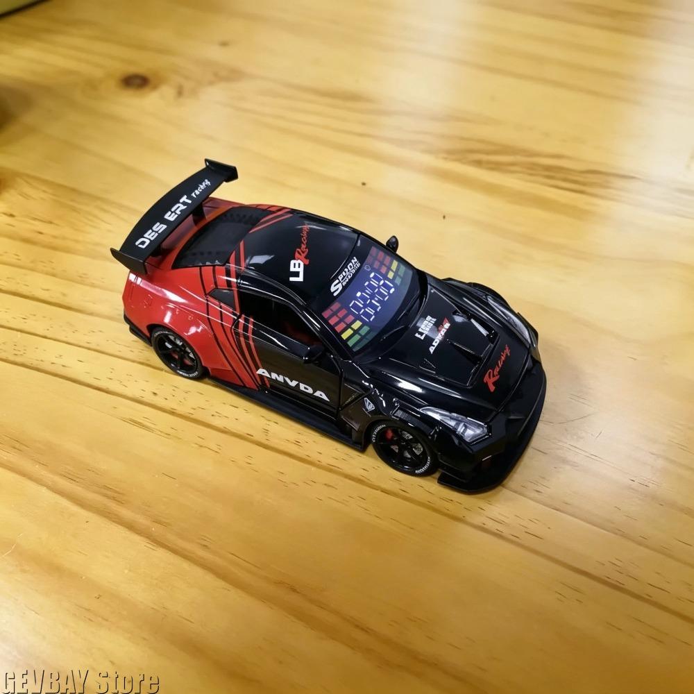 Supercar Shape Alarm Clock Alloy Material Spray Exhaust Gas Function Simulation Sound Door Can Be Turned On Lights Can Be On