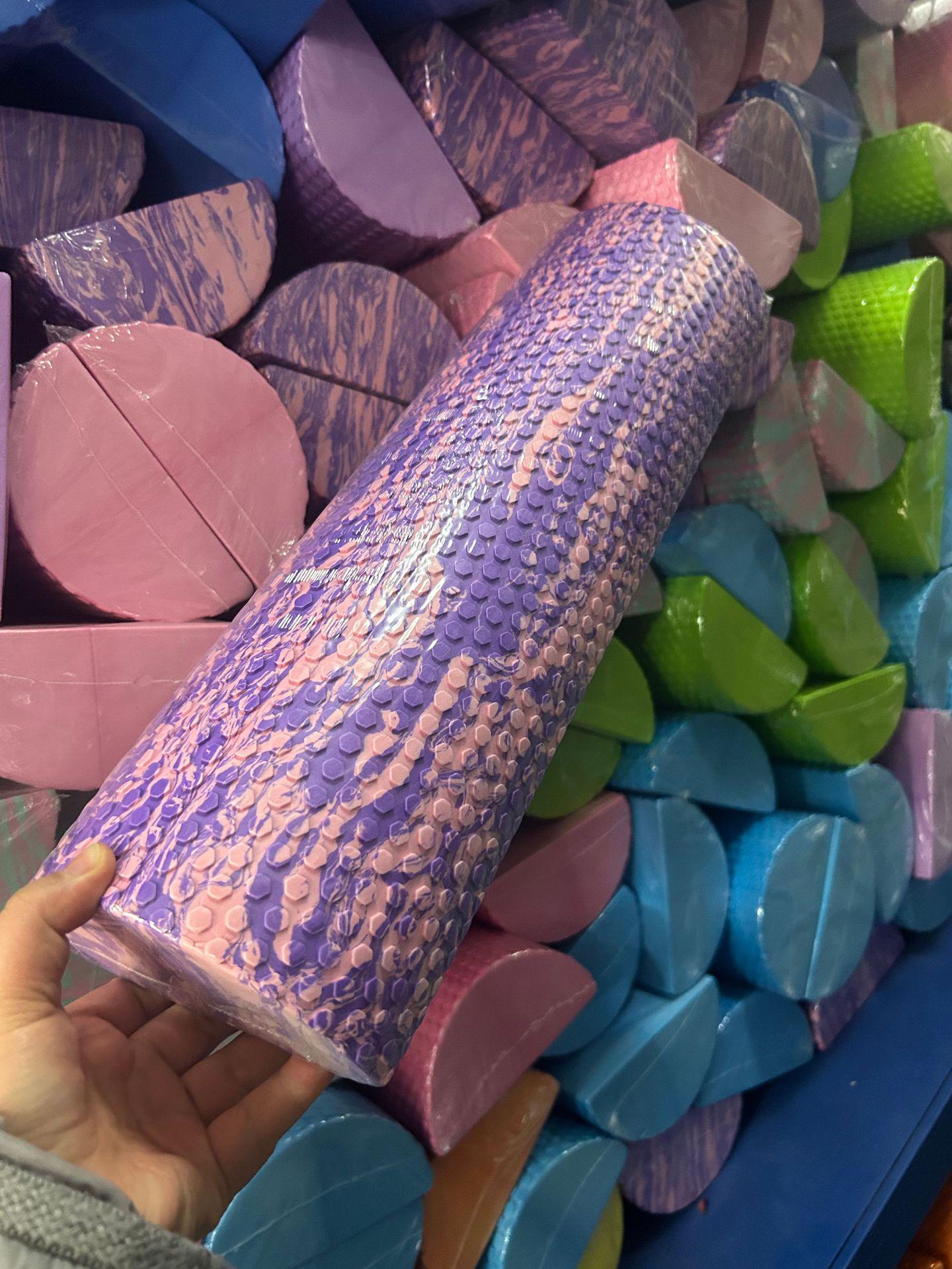 Полукруглый пенный ролик для расслабления мышц и массажа в йоге 30cm x 7.5cm розовый/фиолетовый