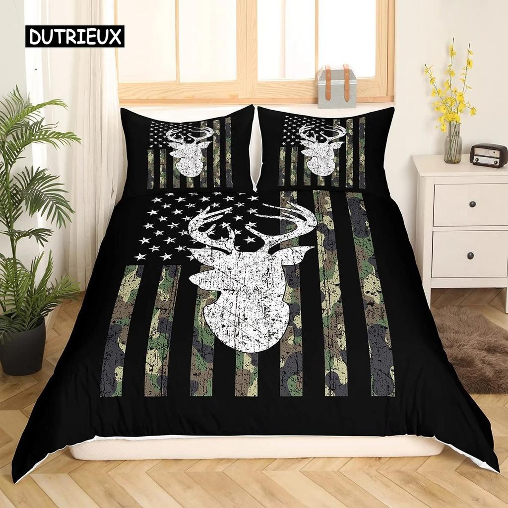 American Flag and Fire Truck Duvet Cover Set Twin Comforter Cover with Pillowcase Bedclothes USA F