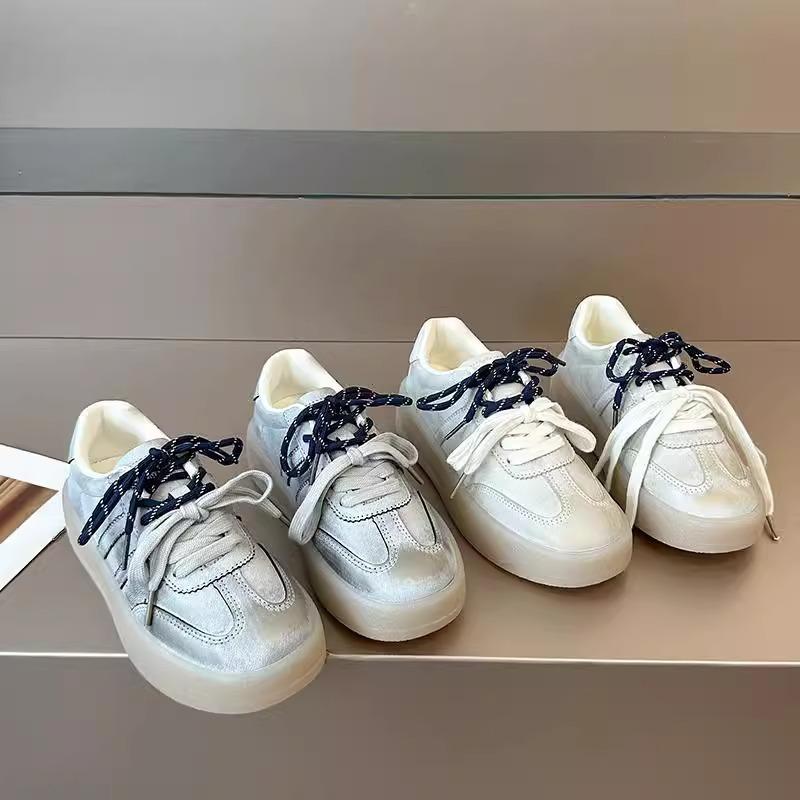 

Niche серебряная платформа немецкие кроссовки женские маленькие белые туфли 2025 корейская версия весенняя пара шнурков универсальная повседневная спортивная обувь 35