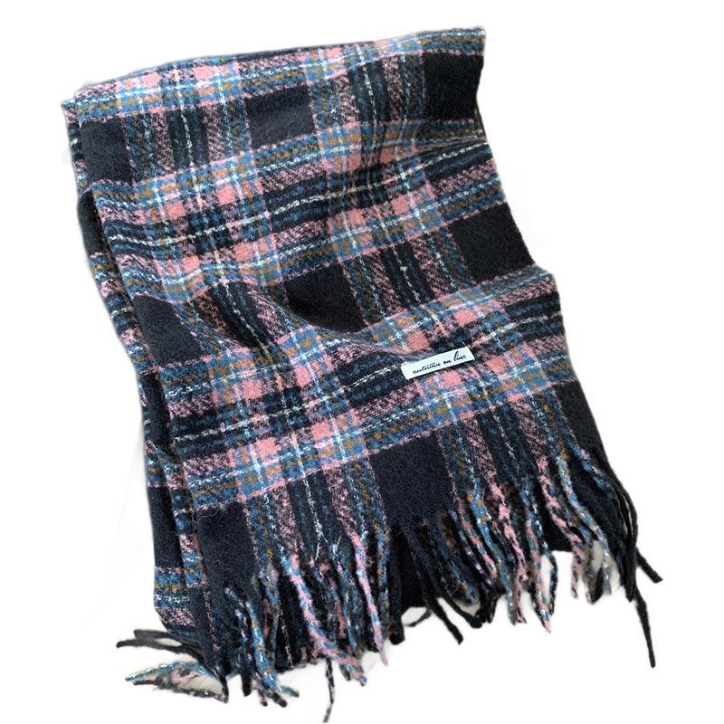 Scarf winter women's high-end sense new plaid Korean version couple shawl red cold-proof versatile thickened scarf