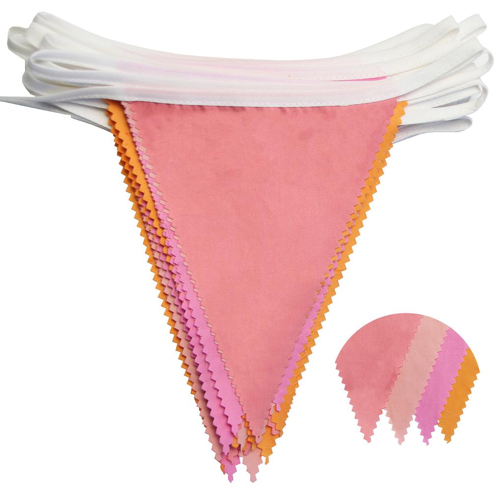 10m 36PCS Multicolor Bunting Banner Gradient Color Single Layer Cotton Pennant Children's Birthday Christmas Home Party Decor