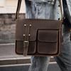 Head Layer Cowhide Shoulder Bag, Genuine Leather, High-end Feeling, Crossbody Men's Leather Bag, Crazy Horse Leather, Personalized Mailman Backpack