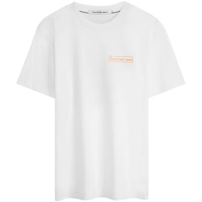 Calvin Klein Unisex Graffiti Letter Print Loose Round Neck Short Sleeve T-Shirt Unisex Tops Moonlight-White J400315YAF