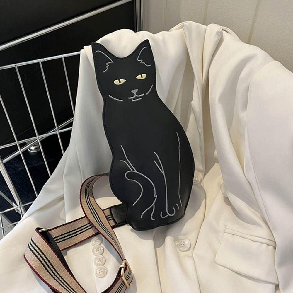 Pu Leather Cat Crossbody Bag Mobile Phone Bag Cartoon Shoulder Bag Cute Animal Chest Bag Students