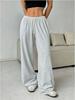 New summer quick-drying breathable women's yoga sports trousers solid color drawstring loose wide-leg trousers