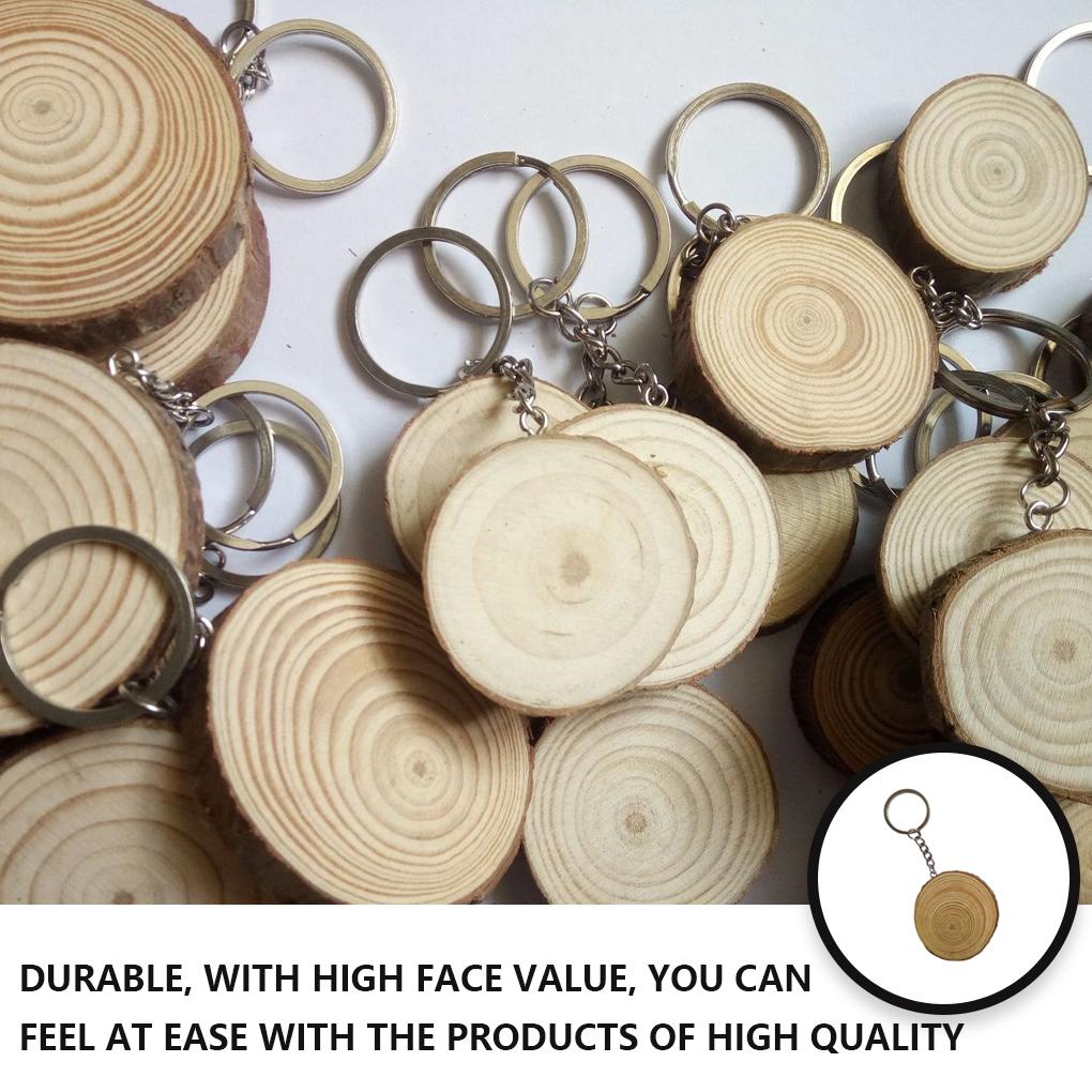 Wood Keychain Hanging Engraving Key Chain Shaped Hand-painted Accessory Jewelry Handmade Blank Round Keyring Making