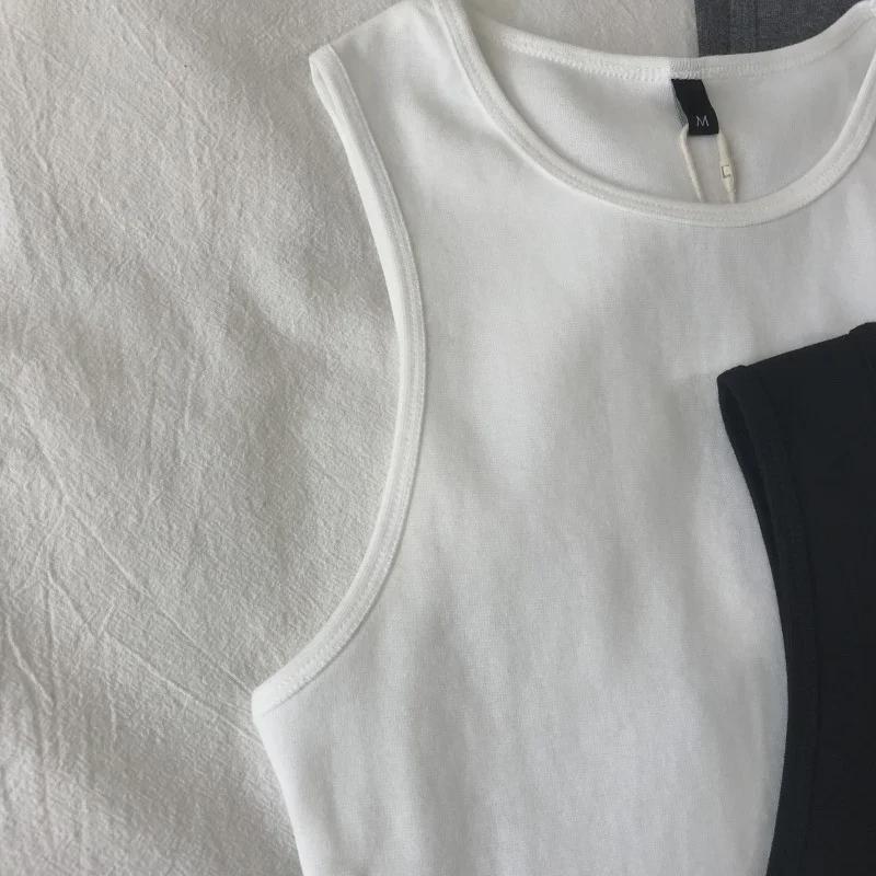 Retro AA Style Cotton High-Waist Slim Fit Sleeveless Crop Top for Women - Versatile Summer Wear