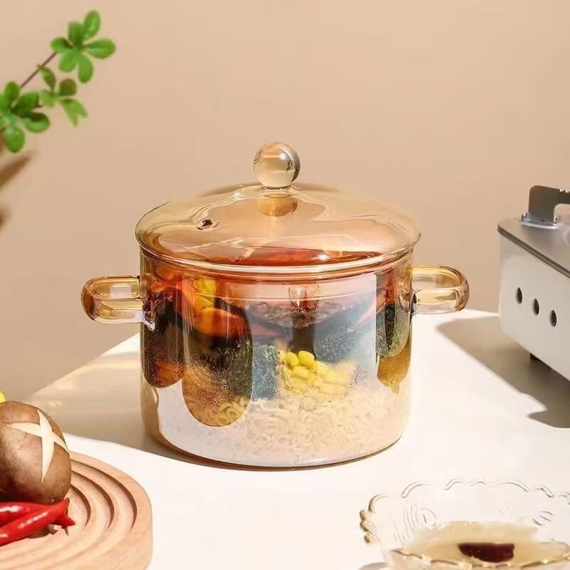 ZISIZ Heart-shaped Glass Soup Pot with Lid
