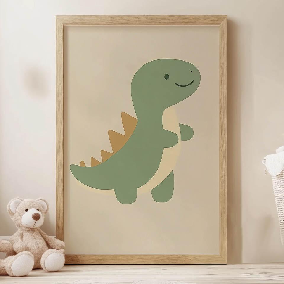 Plakat Uśmiechnięty Dinozaur Plakat Uśmiechnięty Dinozaur, 50X70 Cm, Bez Ramy, Płótno Premium Na Blejtramie