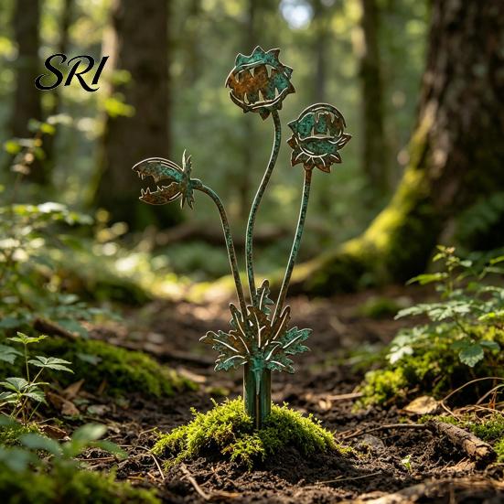 Whimsical Garden Stake Carnivorous Plant Decoration Rusty 2D Flat Flytrap Sculpture for Yard Art Lawn Flower Bed Planter Unique