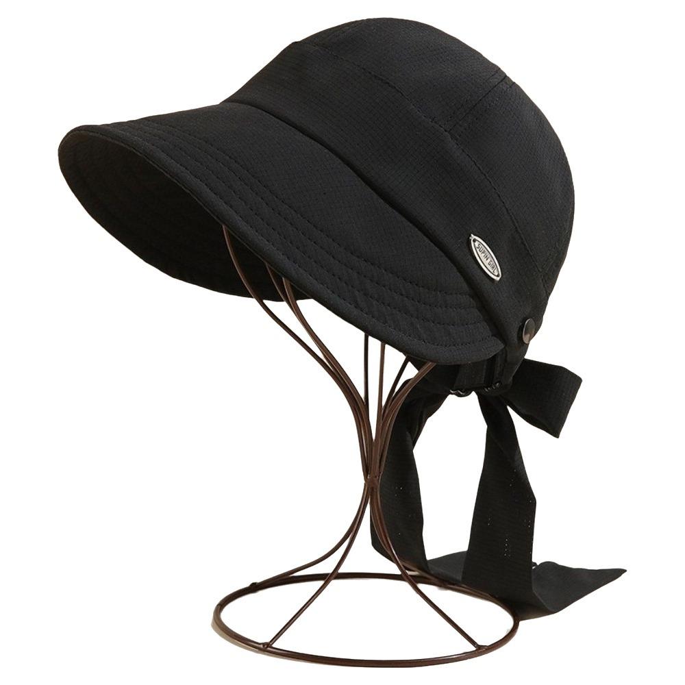 

with Bow Wide Brim Bucket Hat Ribbon Peaked Cap Foldable Women Sun Hat Ladies/Girls чёрный