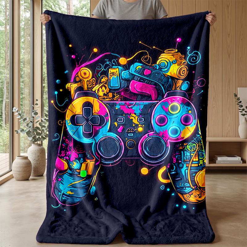 Neon Game Controller Art Theme blanket Lightweight Warm Flannel Blanket Decorative Throw Blanket for Home Decoration