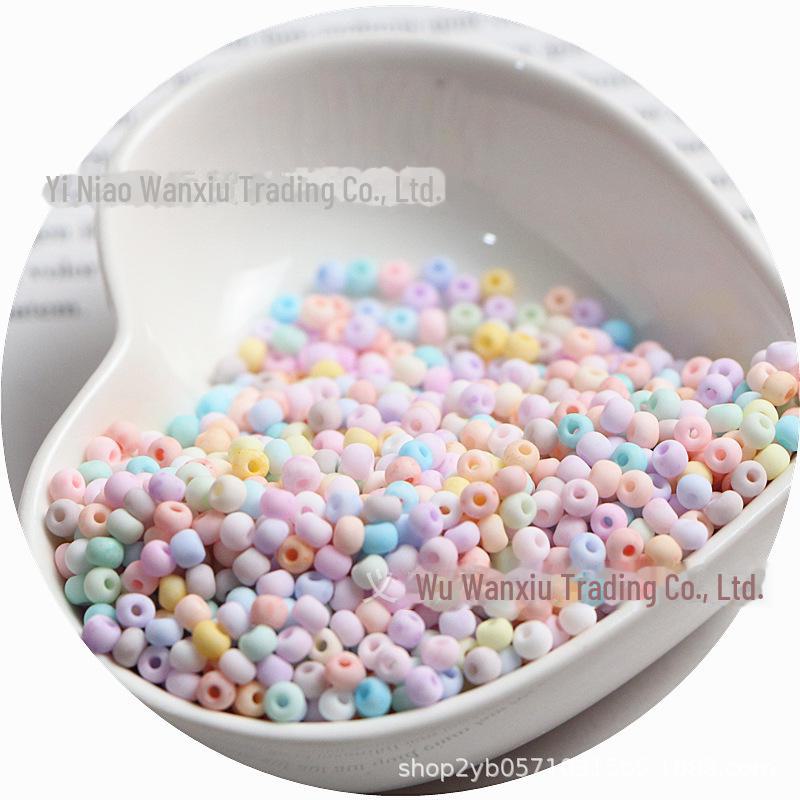 

High-Quality 3/4mm Frosted Solid Color Glass Rice Beads for Handmade DIY Children s Necklace and Bracelet 3mm, 10g (approx. 300 beads)