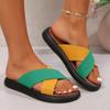 Women Summer Slippers Fashion Open Toe Round Head Non-slip Flat Bottom Trend Color Matching All-match Womens Slippers Large Siz