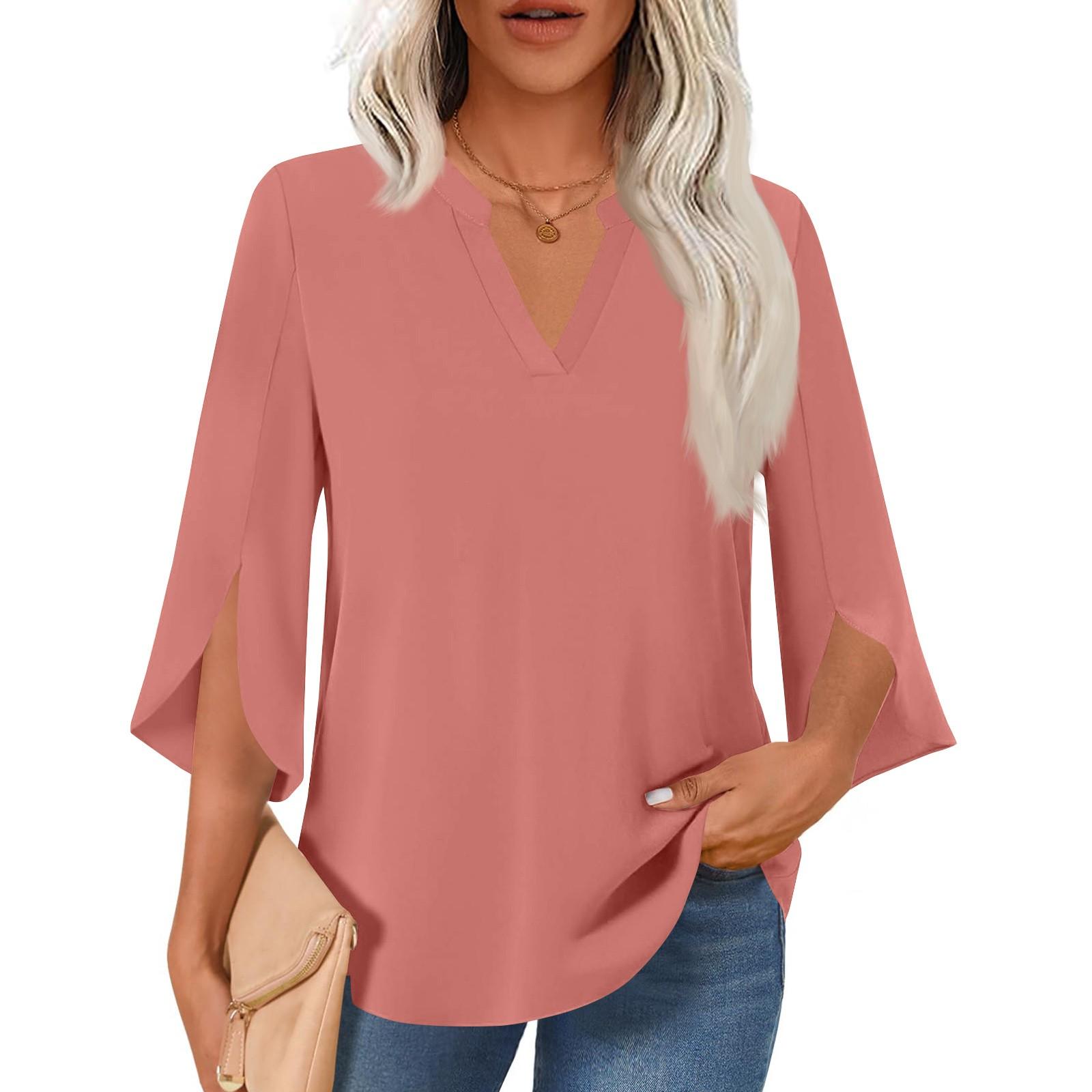 

Women s Fashionable V-neck Loose Top XL арбуз красный