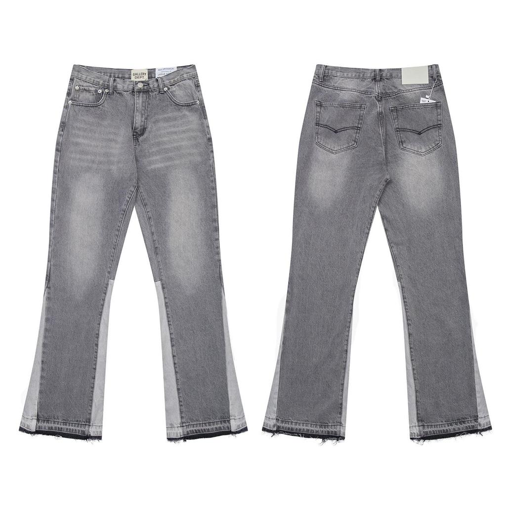 Trendy Wijde Jeans, Gewassen, Slijtageplekken, Patchwork, Unisex Stijl
