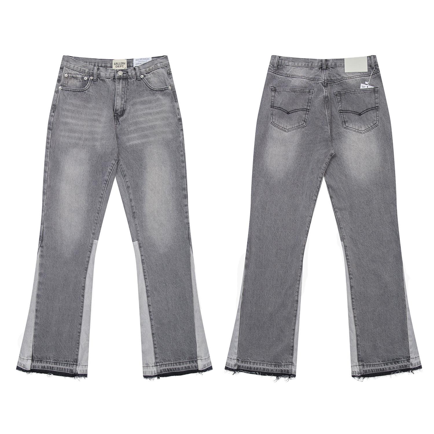 KaiTingu Trendy uitlopende jeans, gewassen, verweerd, patchwork, uniseks stijl L