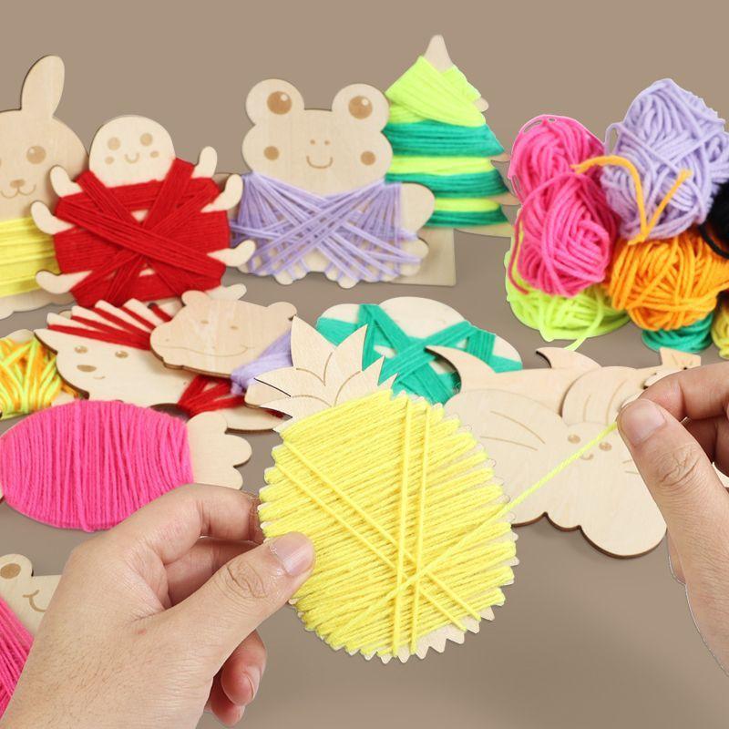 Handmade Craft Toy For Kids With Wooden Materials For Diy Creative Weaving And Threading Activities