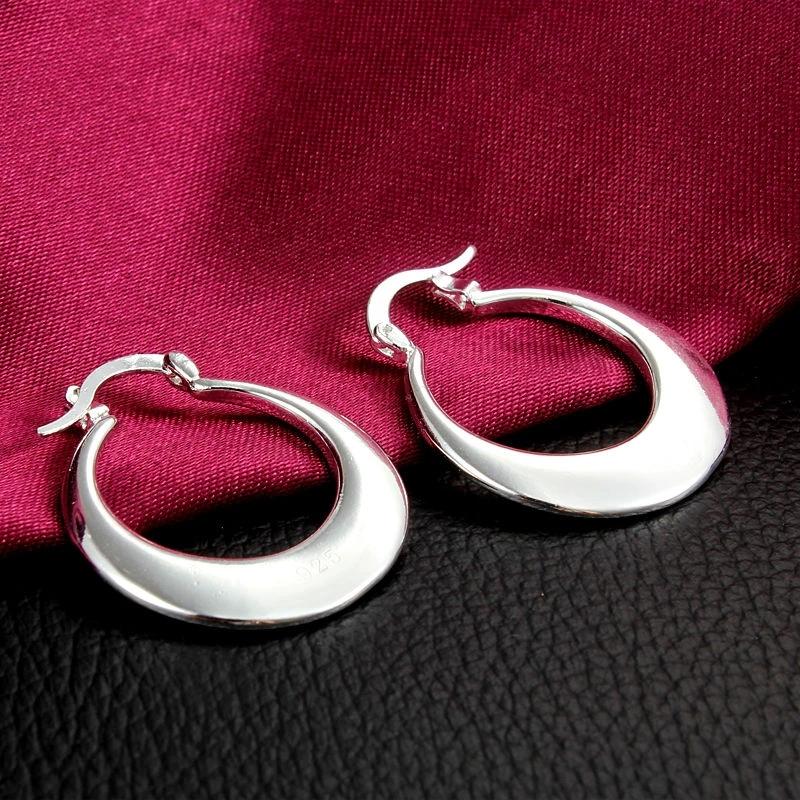 

Elegant 3cm 925 Sterling Silver round Creativity Crescent hoop Earrings for Women 18K gold plated Pretty Gift Popular Jewelry серебряный