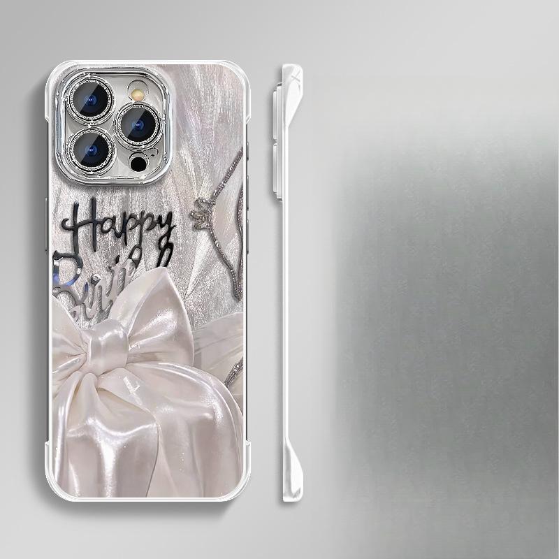 

Шелковый бант-подставка Подходит для Apple 13 Чехол для мобильного телефона из перьевой пряжи 14/15PRO Ультратонкий безрамочный 16 Высококлассный iPhone 11 Pro Max