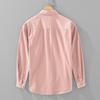 Men's Long-Sleeve Shirt for Spring and Autumn, Fresh White Versatile Pure Cotton Shirt with a Turn-Down Collar, Comfortable and Soft Top