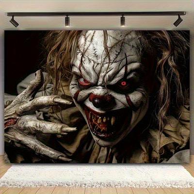 VIKAMA Sinister Smile Night Demon Tapestry Clown Blood Eyes Sharp Claws Room Decoration Halloween Party Decoration