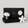 Donggubat White Bloom Perfume Bar Set (2 Perfume Bars, Silver Petal Soap Dish, Gift Package)