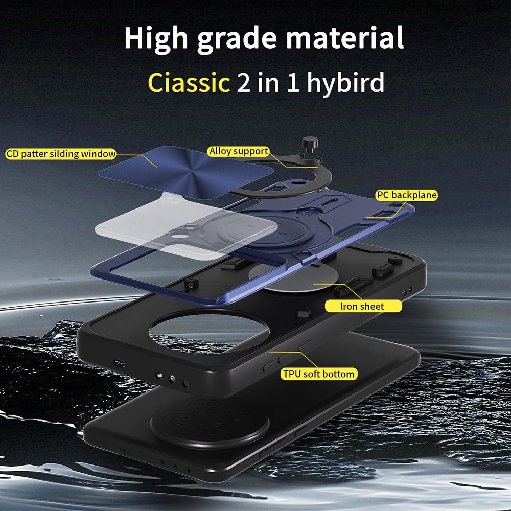 Rotate Slide Lens Camera Armor Funda for Oneplus 13 5G Case for Oneplus 13R ACE 5 Pro Case Magnetic Ring Kickstand Holder Cover