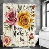 Happy Mother's Day Rosebud Flower Shower Curtain, Bathroom Decorative Shower Curtain, Waterproof Shower Curtain with Hooks