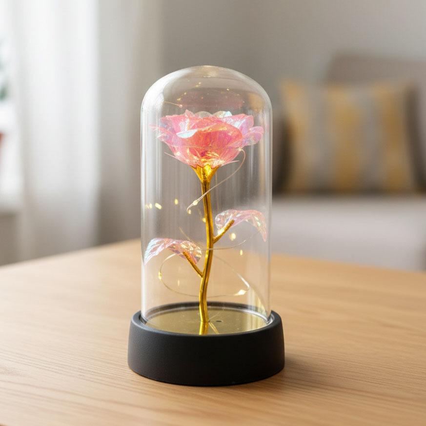 Valentine's Day Gift Rose Immortal Flower Glass Cover Night Light Qixi Festival Mother's Day Christmas Creative Ornament