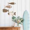 4Pcs/Set Vintage Wooden Fish Wall Decoration School of Fish Lake Beach House Bathroom Coastal Wall Art Nautical Ocean Theme Hanging Ornament