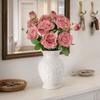 Fleurs de Rose Artificielles à 3 Têtes Bord Brûlé Bouquet de Pivoines Artificielles Rose Simulation Soie Cadeau Festif