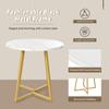Round Dining Table (1 Piece), Unique Metal Frame, Dining Table with Modern Marble Pattern, Suitable for Dining Room, Living Room, White/Gold