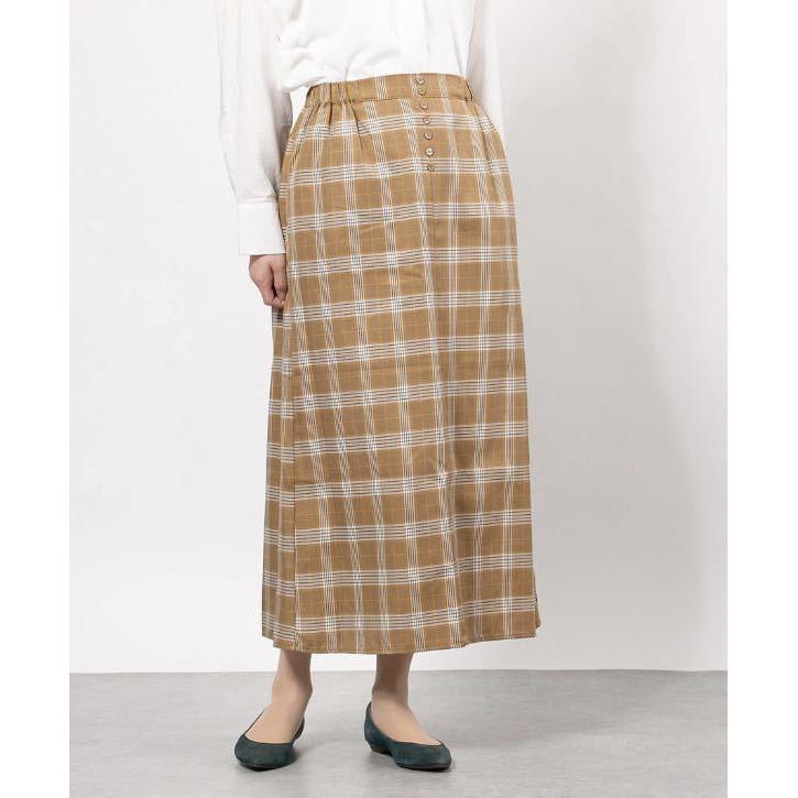 earth musicecology check small button skirt beige