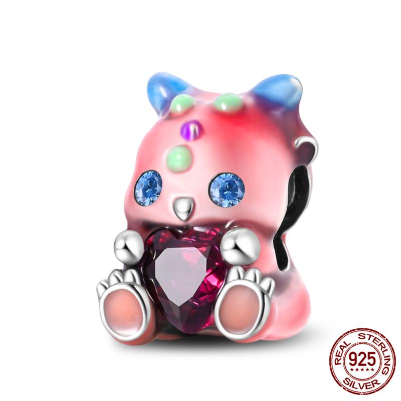 Fit Charms Fororiginal Bracelets Animal Series Flower Rabbit Holding Heart 100%Copper Jewelry Making For Women Gift