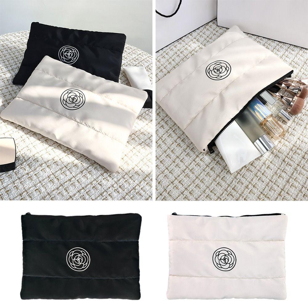 

Solid Color Travel Toiletry Bag Quilted Tote Handbags New Portable Makeup Bag білий