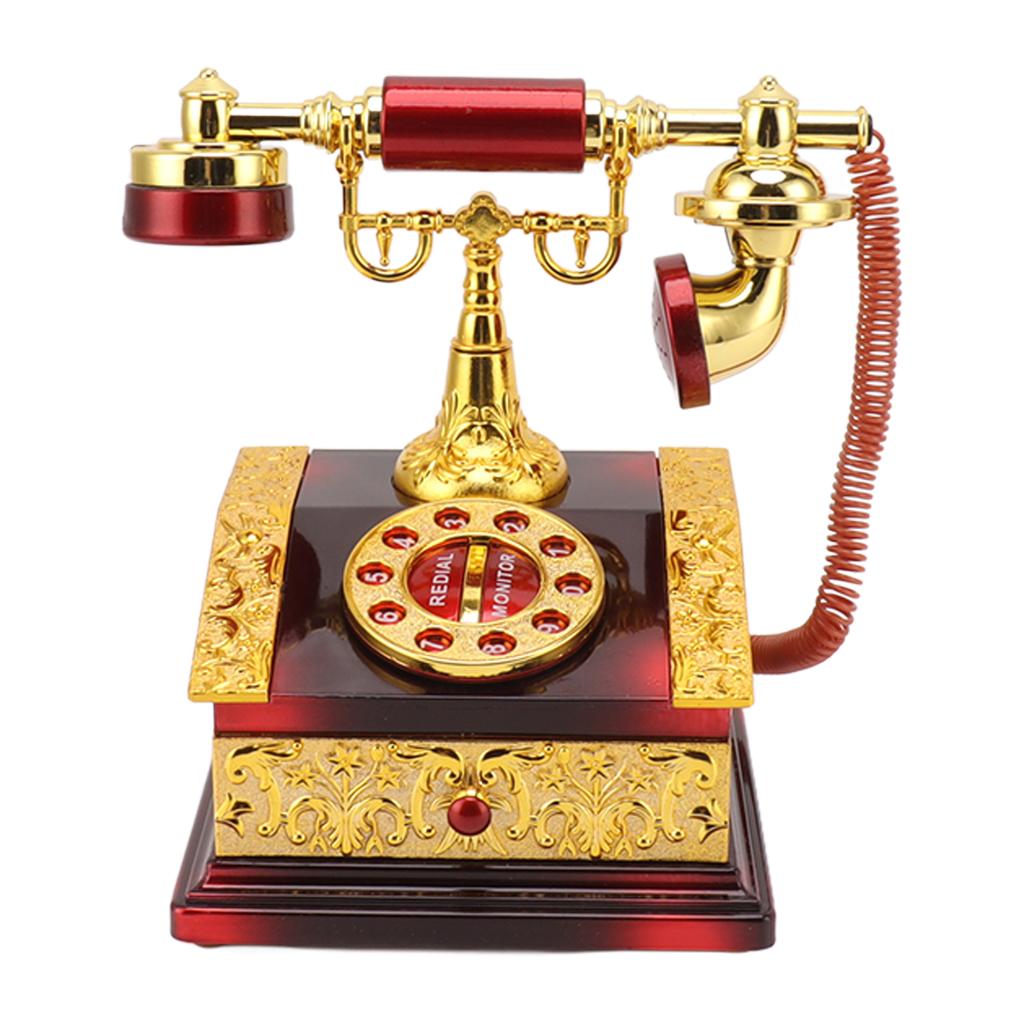 Dial Telephone Shaped Music Box Exquisite Retro Music Jewelry Box for Home Living Room Cafe Bar